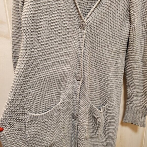 Long Button Front Cardigan Kenneth Cole w/ Pockets! Size L 100% Cotton - Picture 15 of 15